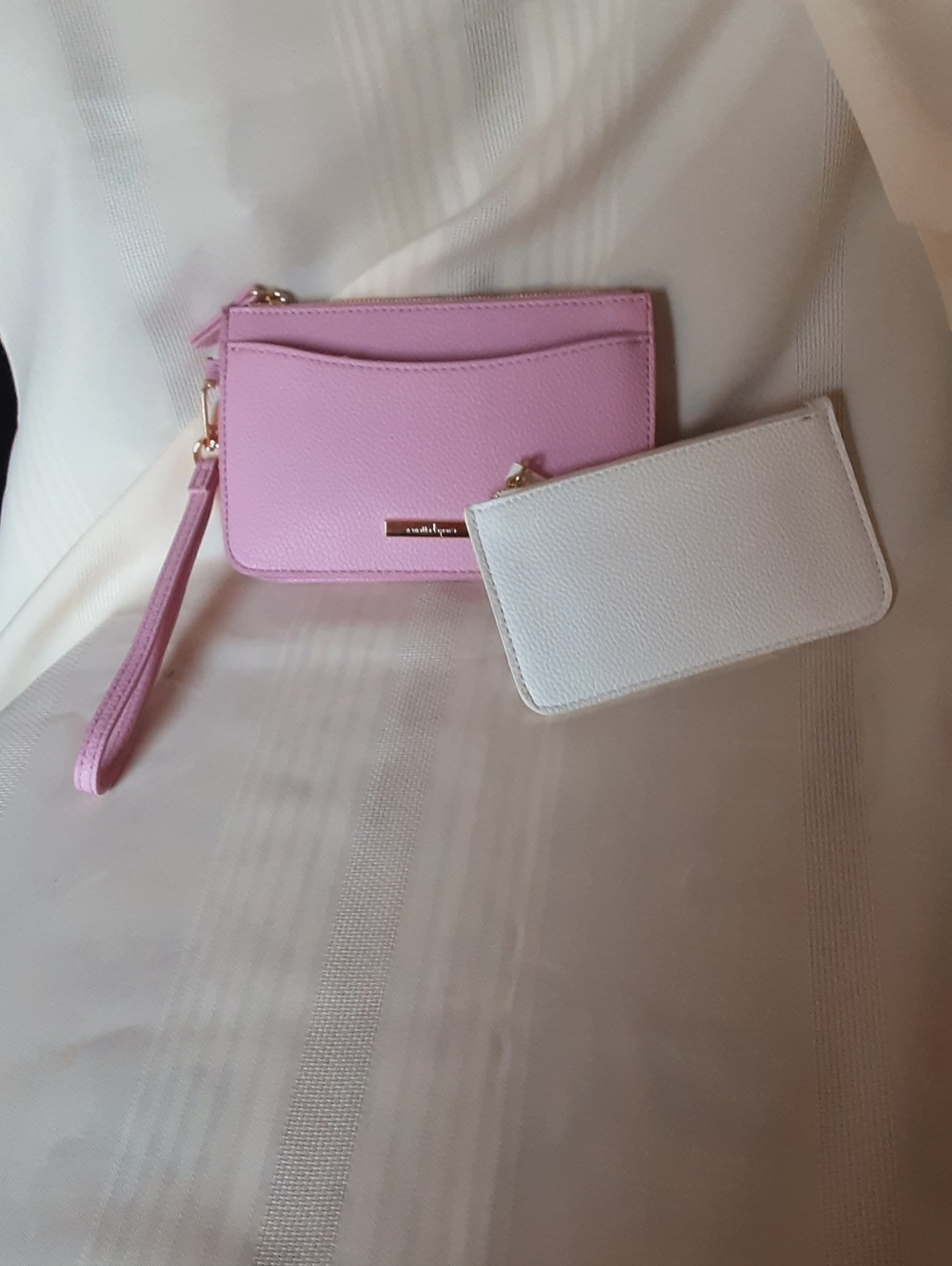 New Nanette Lepore Pink and White Wristlet Set